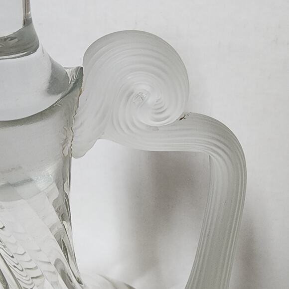 Romanian Tall Swirl Patten Crystal Decanter Stopper Frosted Handle - Picture 3 of 10